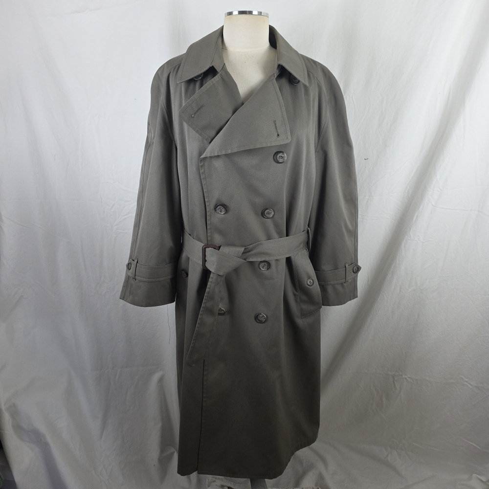 London Fog Mens 44 Reg Gray Maincoats Raincoat Jacket Lined Vintage USA Sullivan